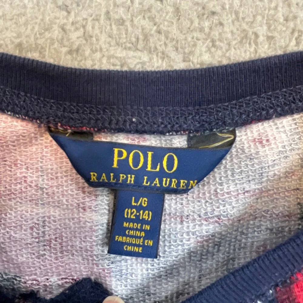 Polo Ralph Lauren Sweatshirt Kids L 12-14 Multi Excellent Patchwork Plaid Nordic